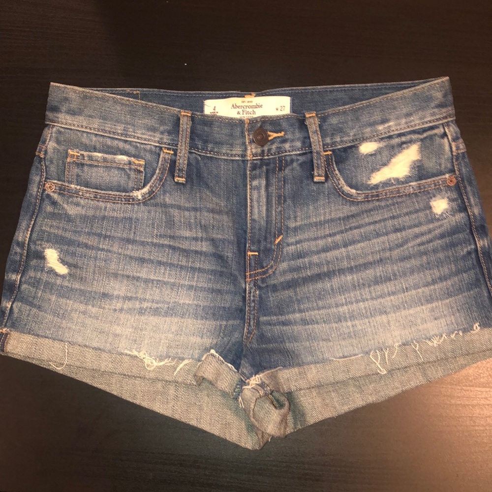 A&F distressed denim shorts